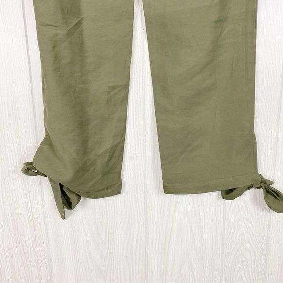 Lulu's | Olive Green Sebastian High Rise Tie Waist Pants Size Medium - Picture 7 of 8